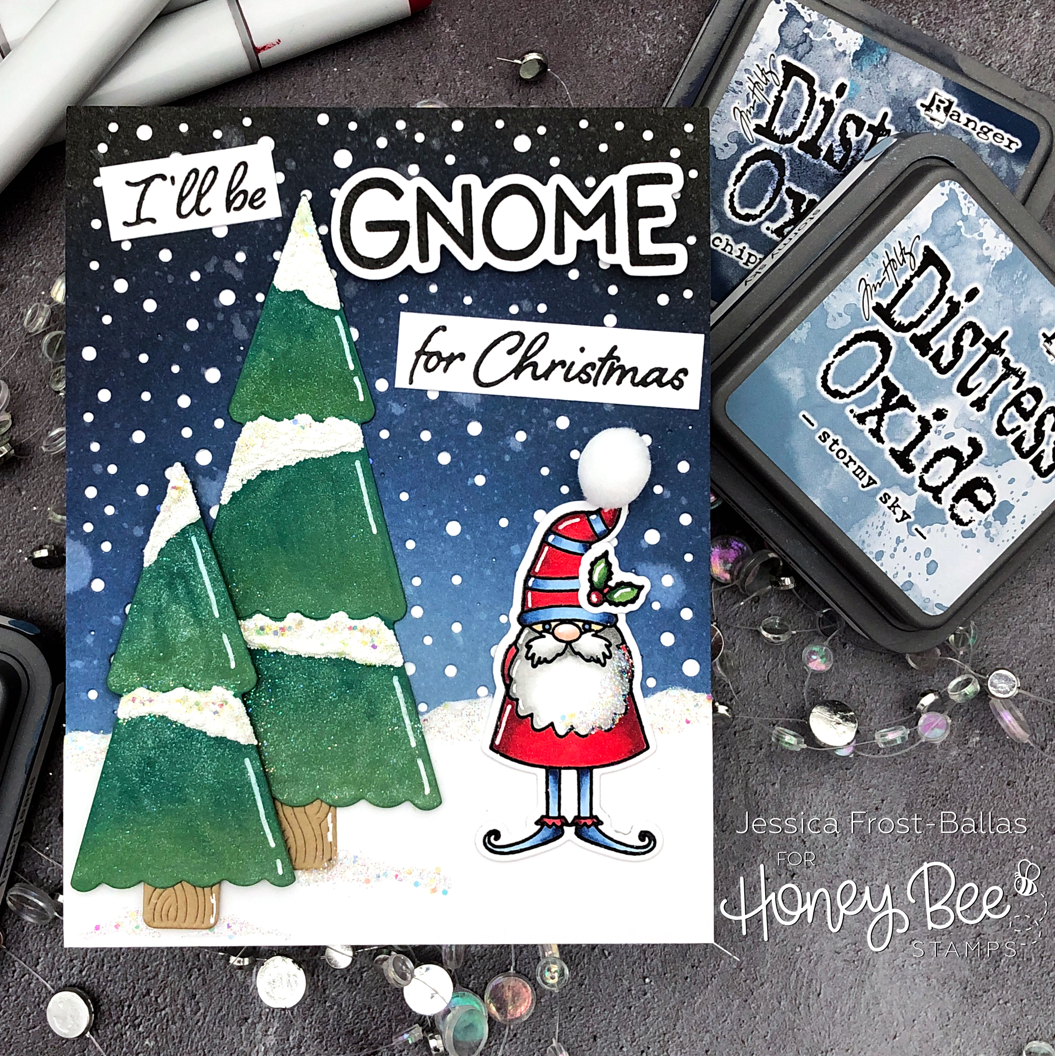 I'll Be Gnome for the Holidays by Jessica Frost-Ballas for Honey Bee Stamps