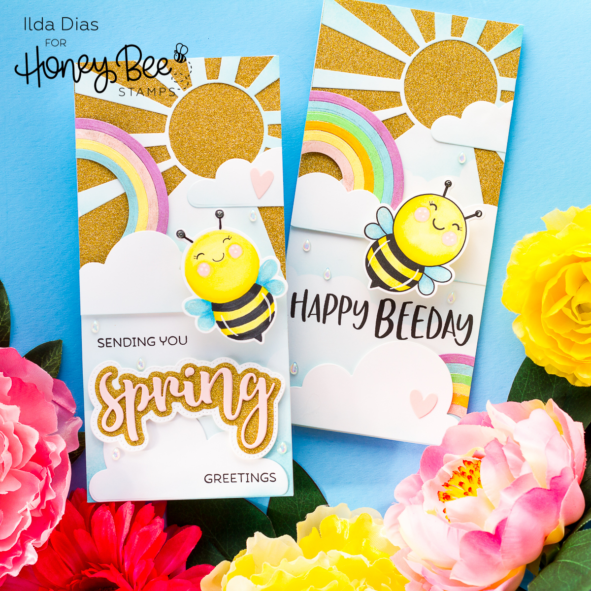 Action Wobble Spring Showers Slimline Scene Cards for Honey Bee Stamps