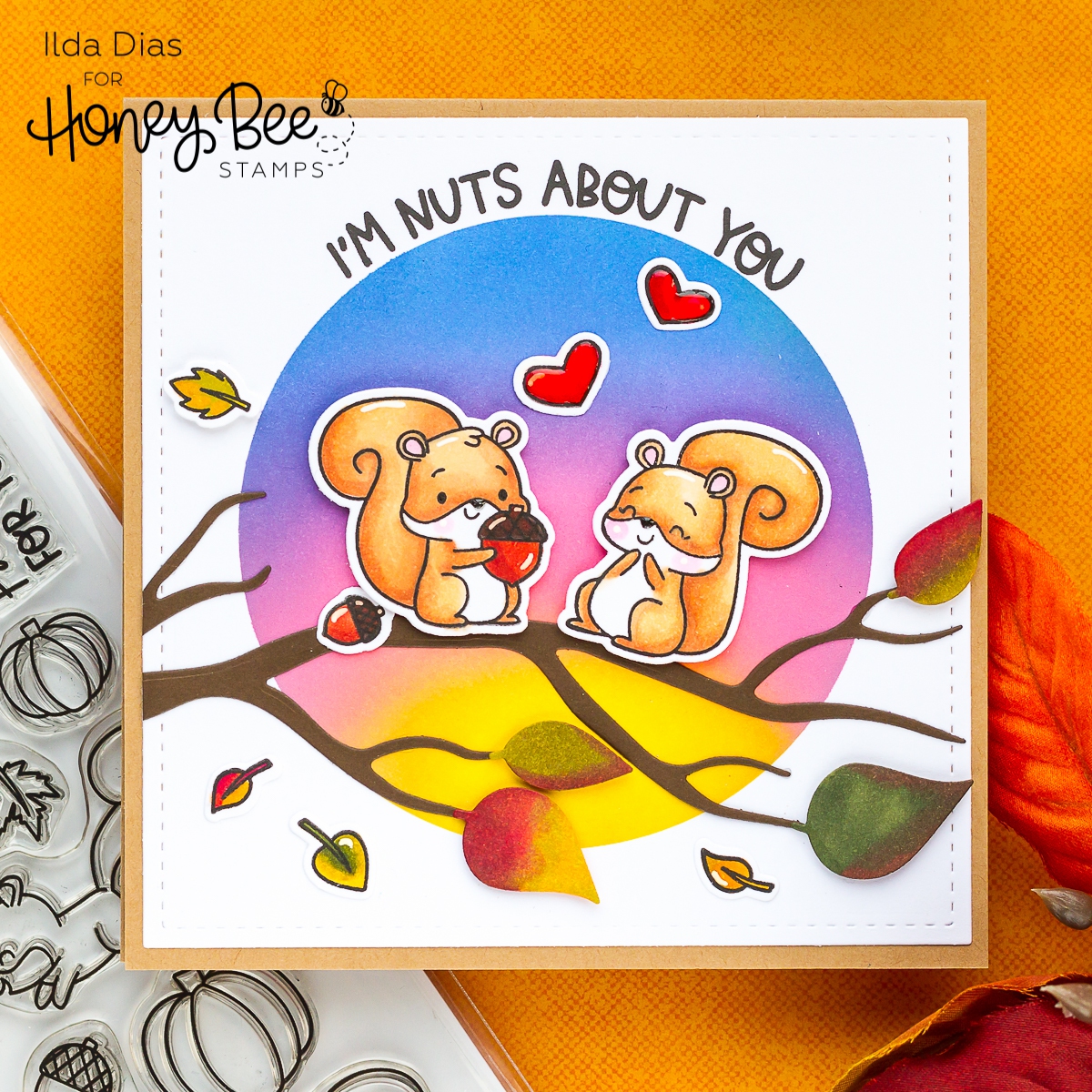 Nuts About You,Fall Scene Card,circle spotlight stencil,card making,stamping,Die cutting,handmade card,ilovedoingallthingscrafty,Stamps,how to,Ink Blending,distress oxide inks,Autumn Afternoon Release,
