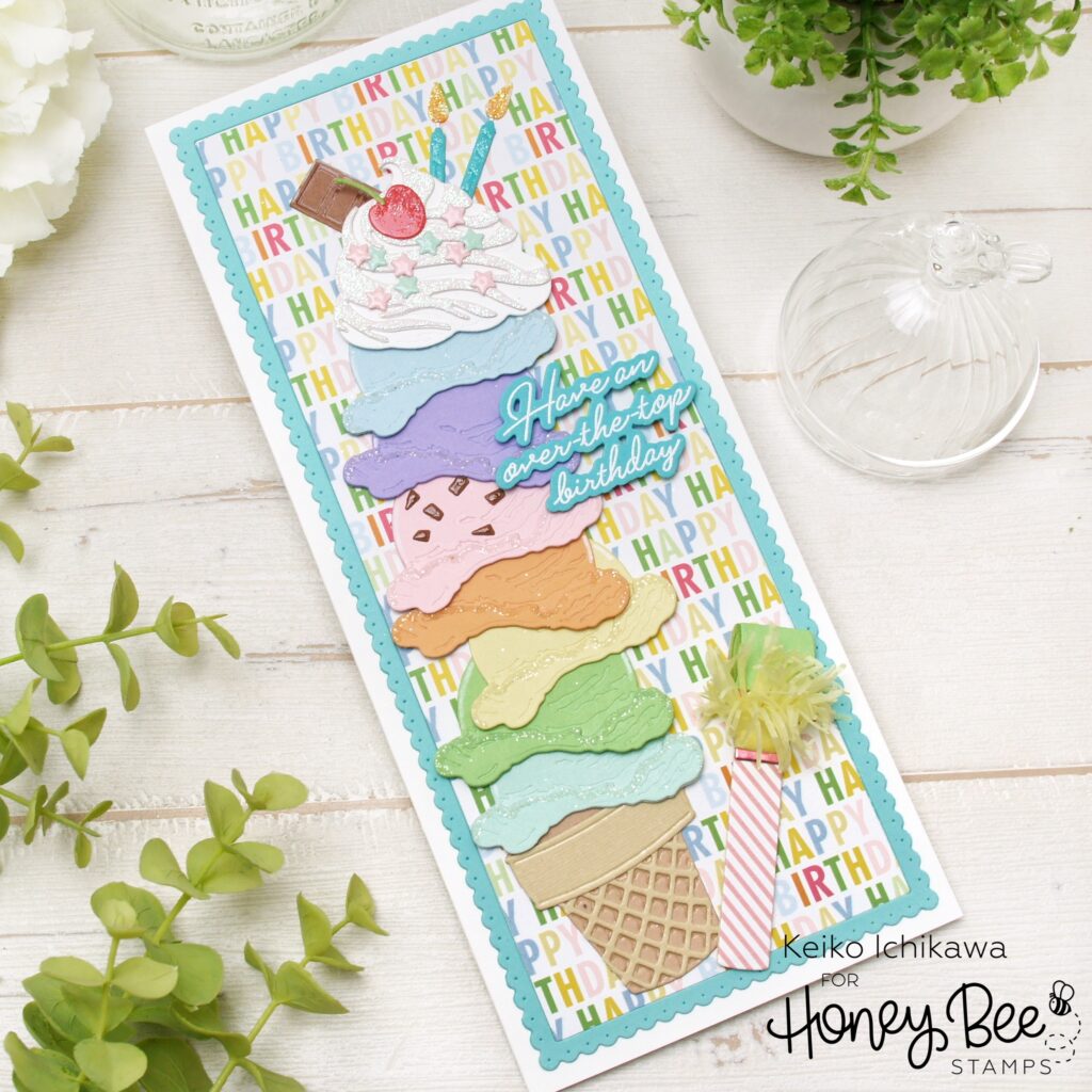 Rainbow Ice Cream Slimline Card : Honey Bee Stamps