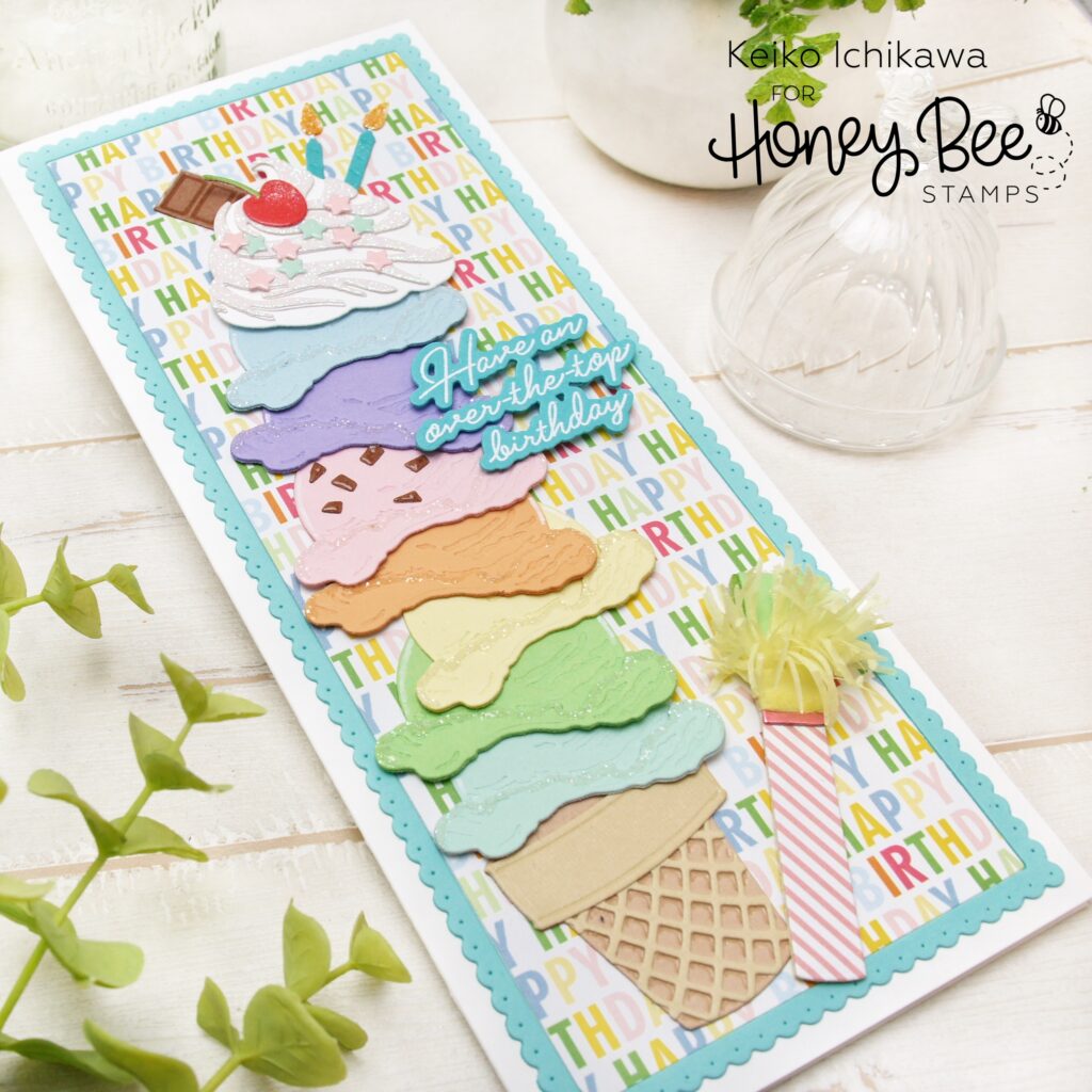 Rainbow Ice Cream Slimline Card : Honey Bee Stamps